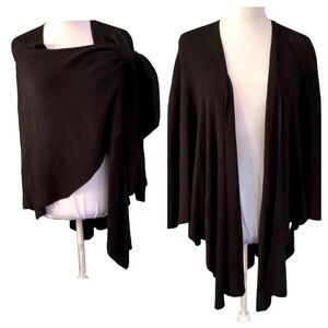 NorthStyle Fine Knit Cotton Rayon Black Convertible Drape Cardigan Wrap OS